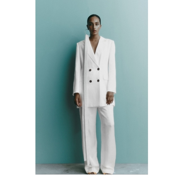 Zara 2 Pc Set Satin Effect Long Blazer & Pants Size XS - Picture 5 of 16